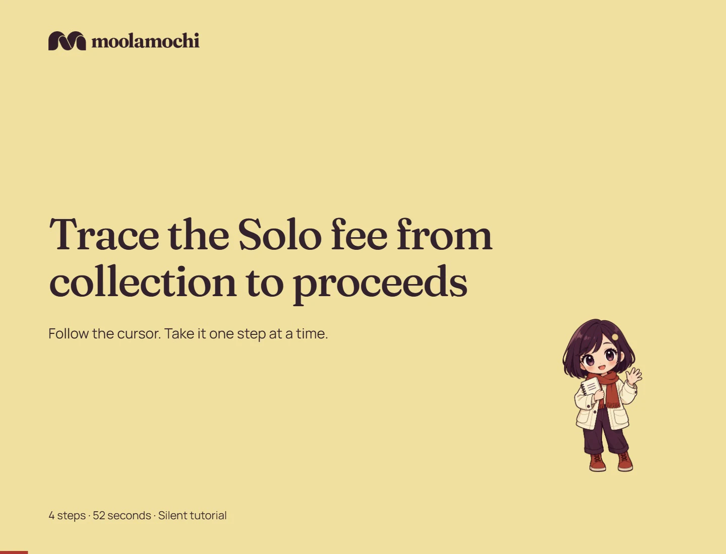 Trace the Solo fee from collection to proceeds. Written steps follow below.